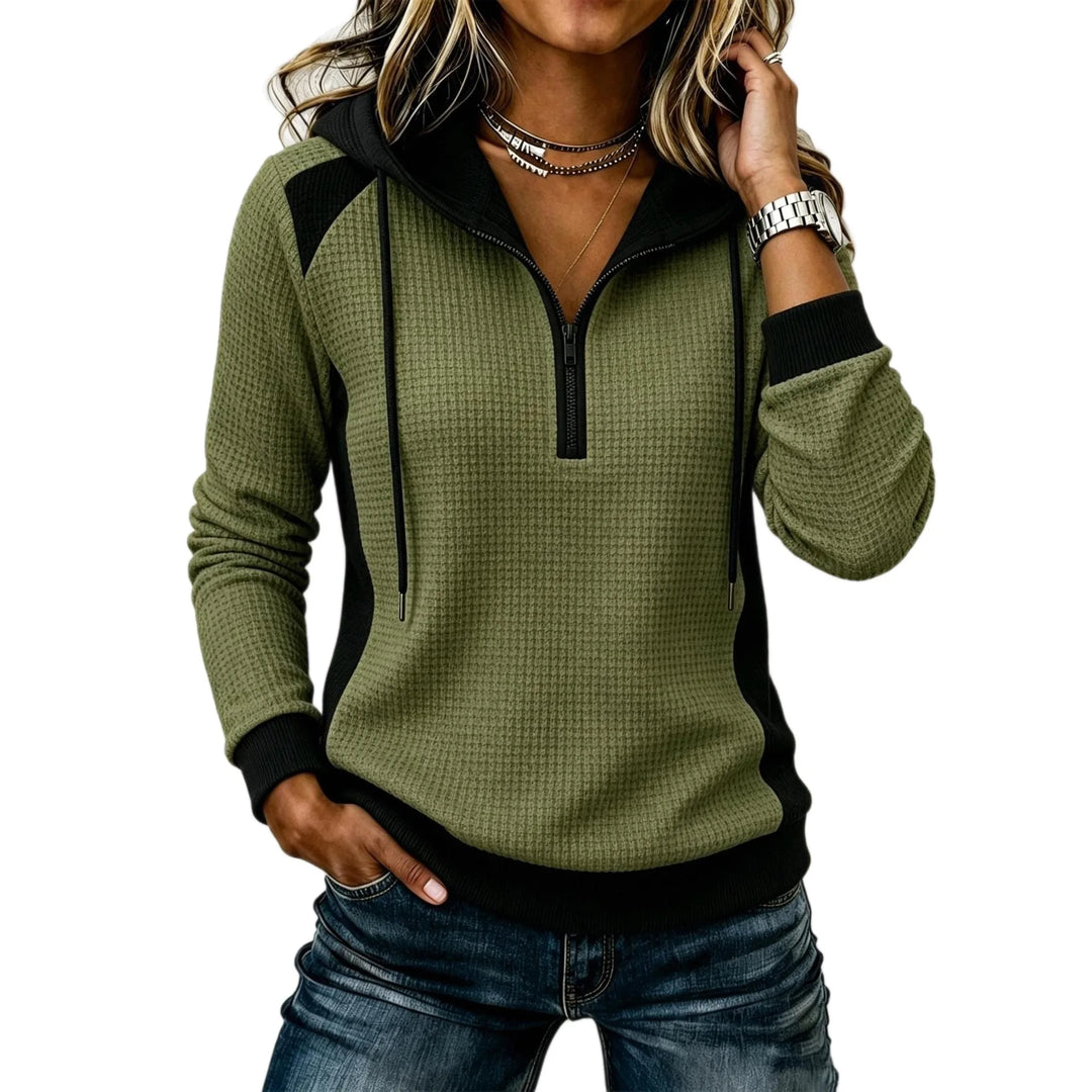 Women's Waffle-Knit Half-Zip Hoodie