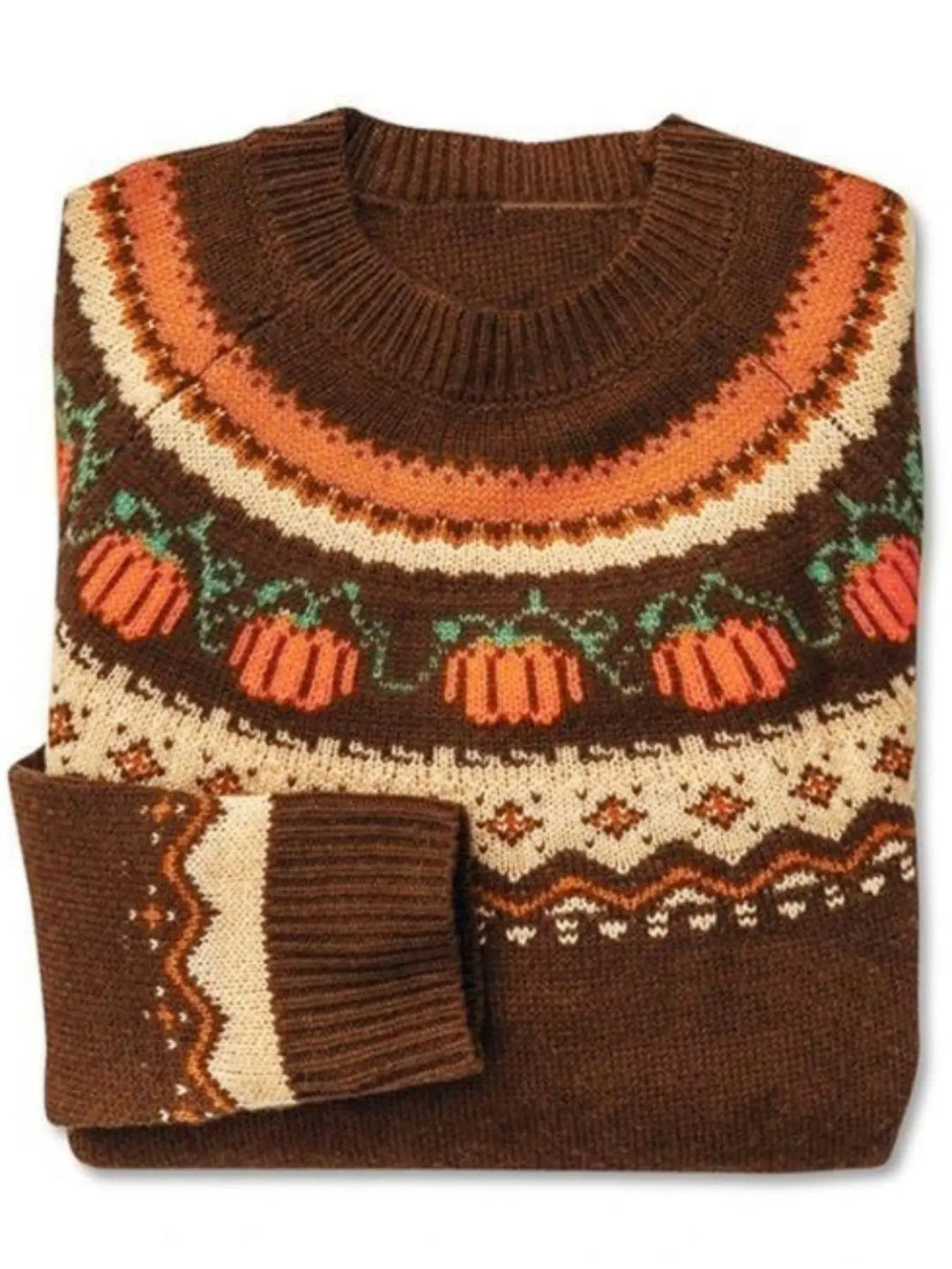 Crewneck Striktrøje med Jacquardmønster til Kvinder
