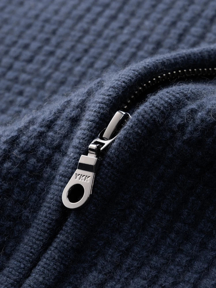 Men's Relaxed Fit Full-Zip Hoodie with Ribbed Trims