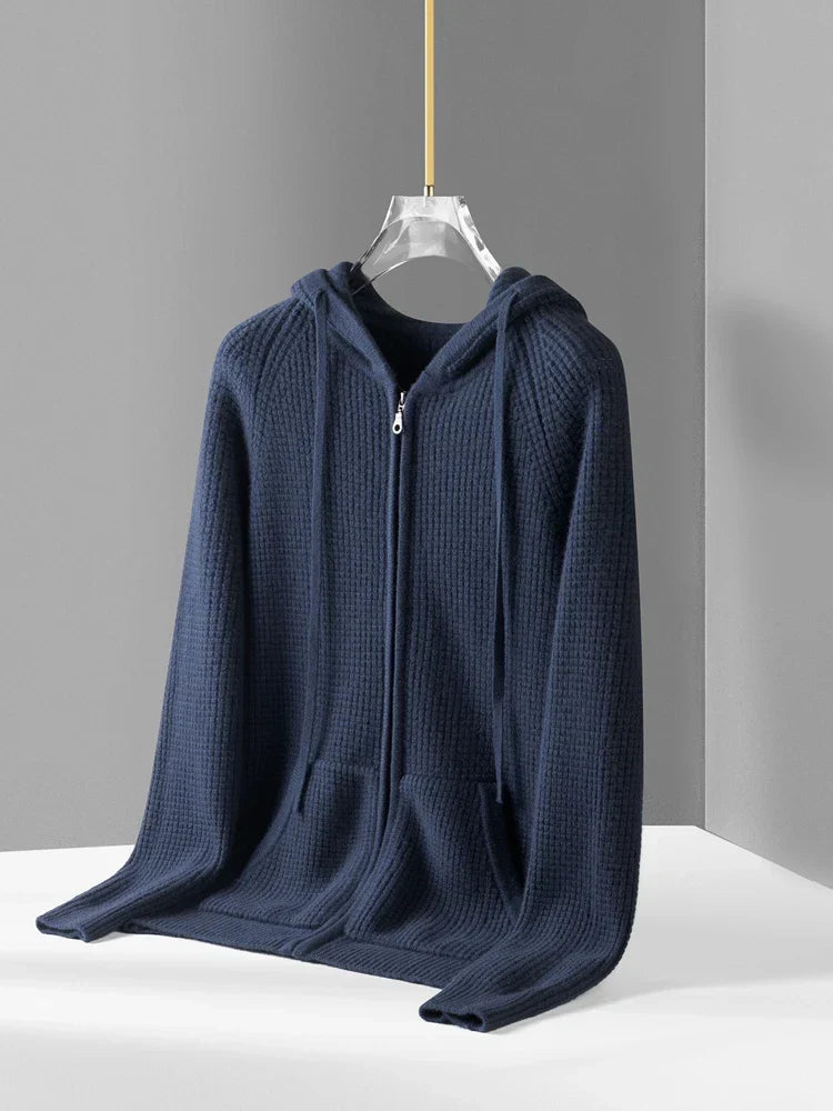 Men's Relaxed Fit Full-Zip Hoodie with Ribbed Trims