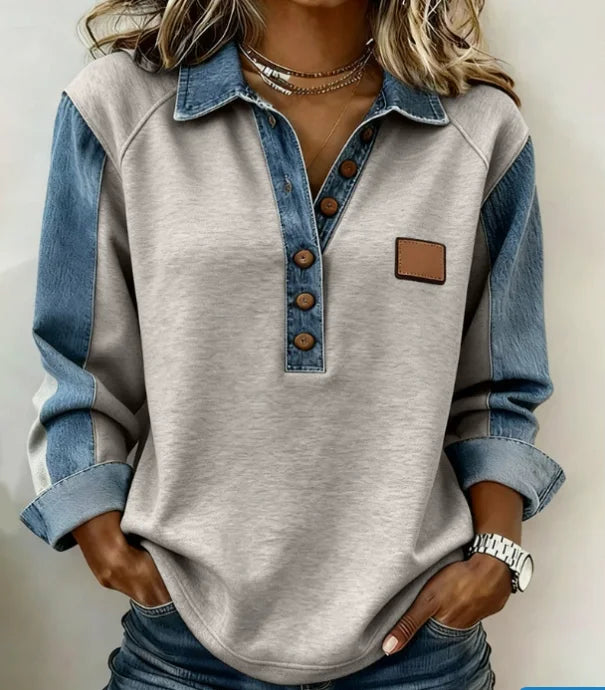 Women's blouse with denim details