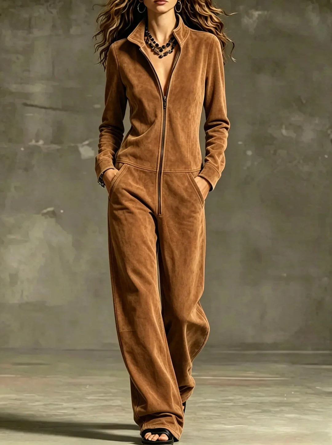 Women's Jumpsuit with Front Zipper