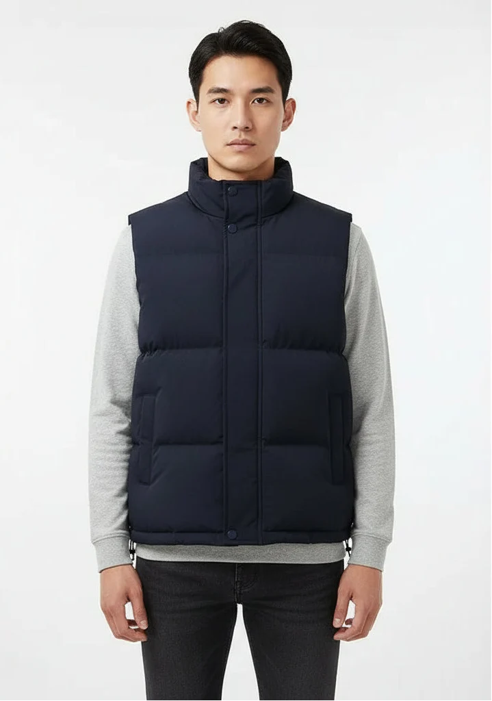 Quilted vest with zipper for men