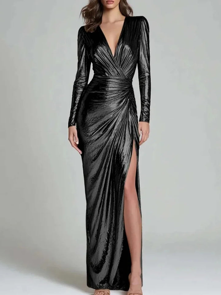 Wrinkled Wrap Maxi Dress for Women