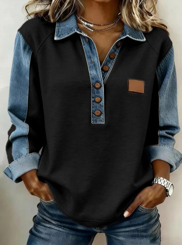 Women's blouse with denim details