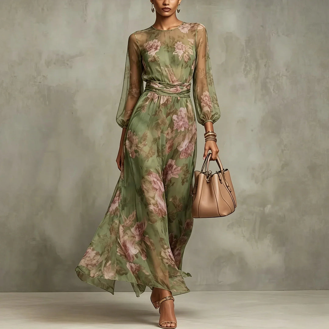 Maxi dress with a ruched waist for women