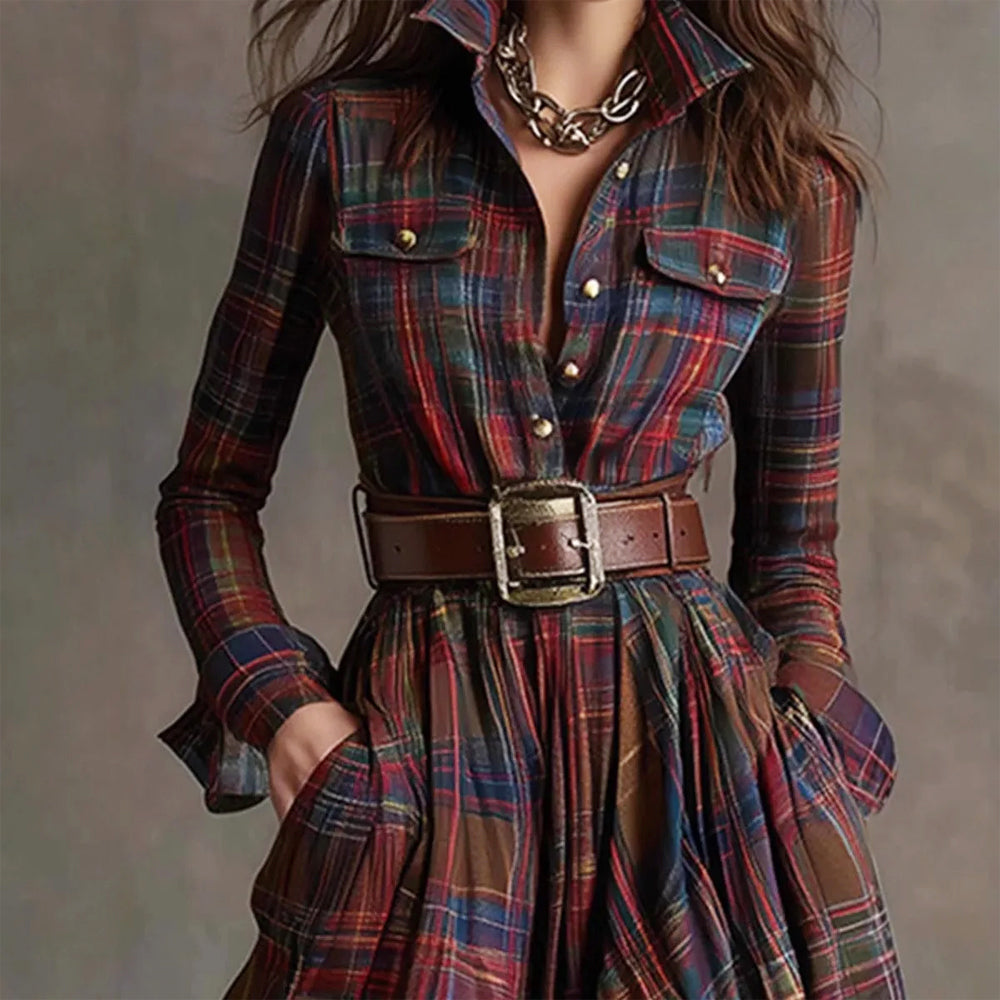 Women's Checked Shirt Dress