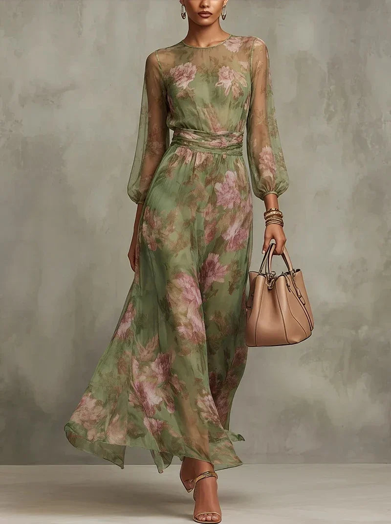 Maxi dress with a ruched waist for women