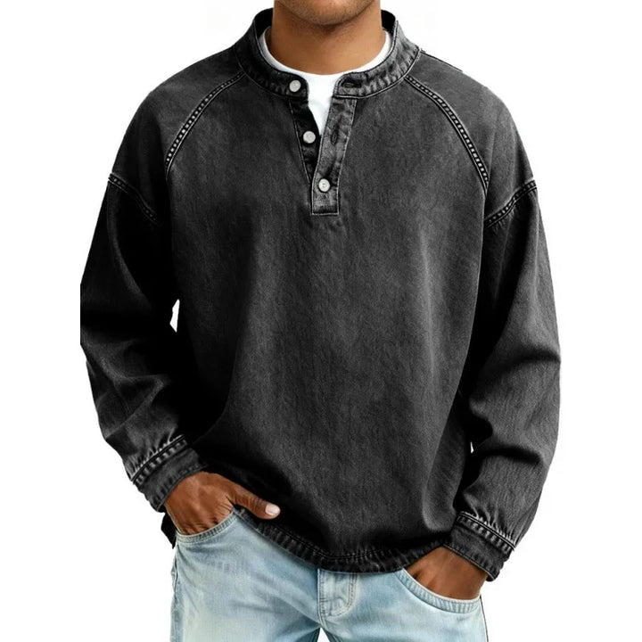Vintage Henley Skjorte Herre