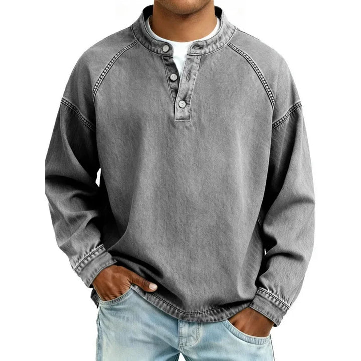 Vintage Henley Skjorte Herre