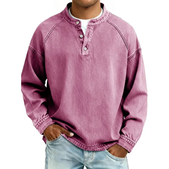 Vintage Henley Skjorte Herre