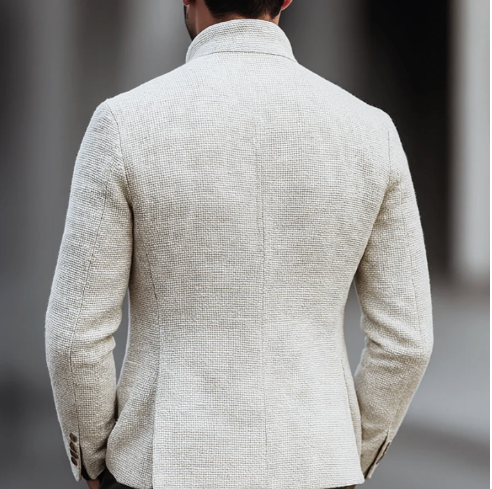 White textured blazer for men