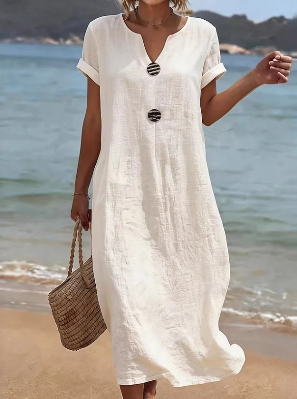 Casual maxi dress with buttons for women
