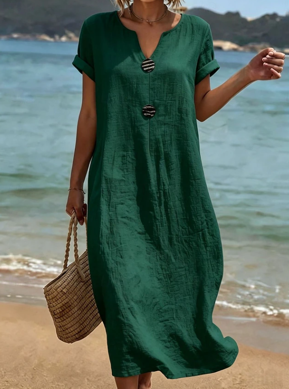 Casual maxi dress with buttons for women