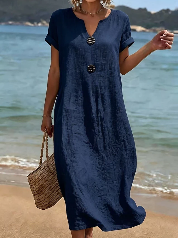Casual maxi dress with buttons for women