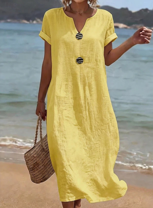 Casual maxi dress with buttons for women