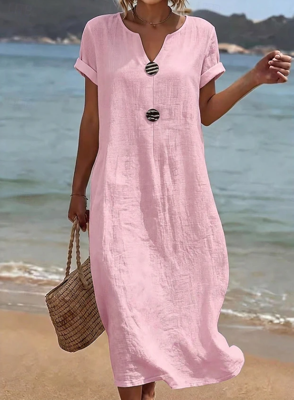 Casual maxi dress with buttons for women