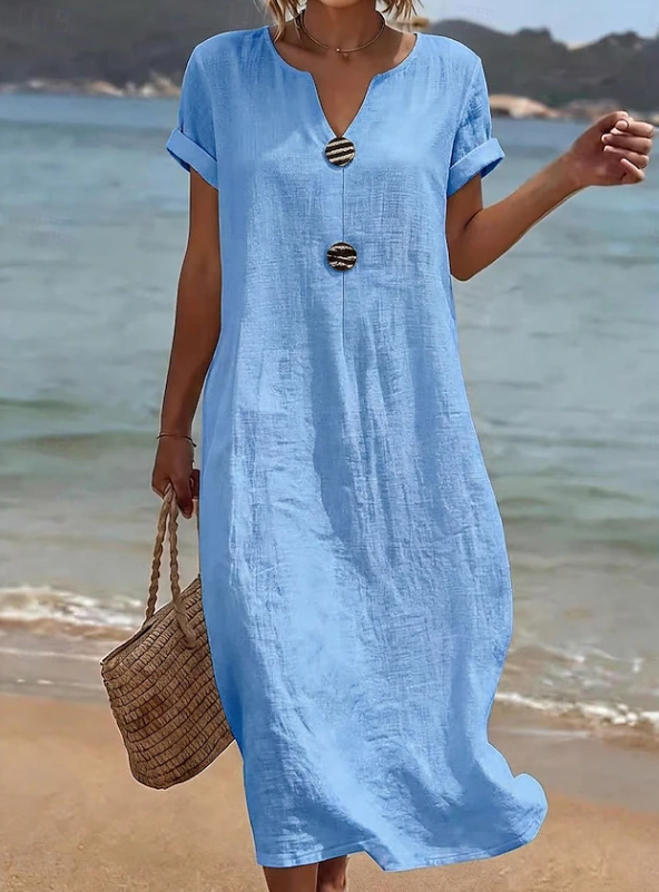 Casual maxi dress with buttons for women