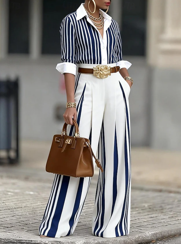 Striped two-piece set for women