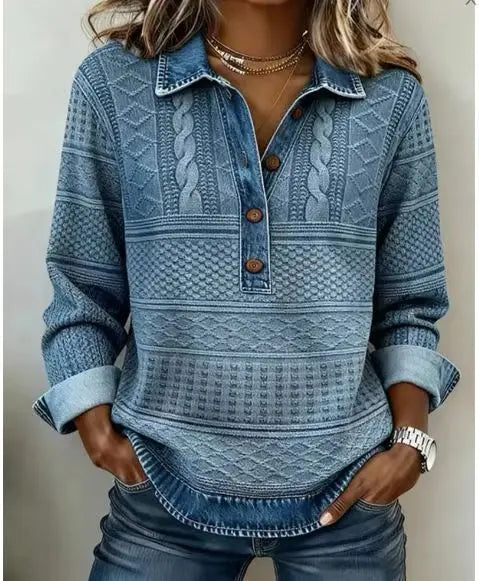 Women's blouse with denim details
