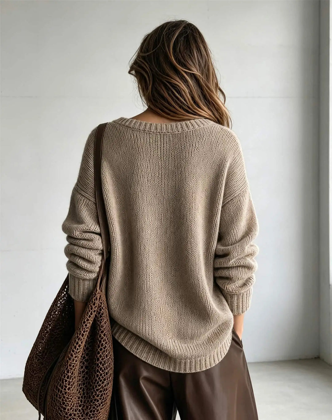 V-neck knit sweater for women