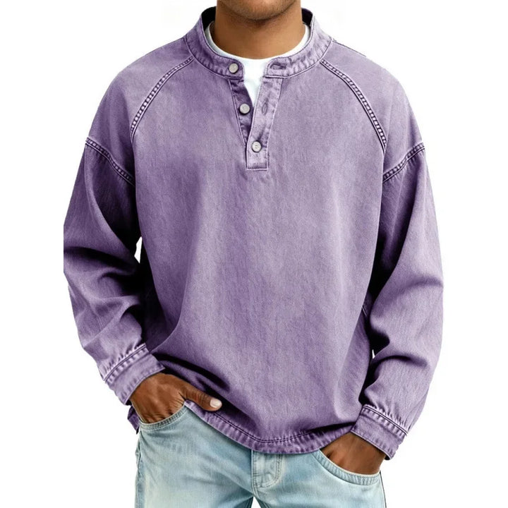 Vintage Henley Skjorte Herre