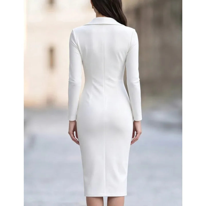 Figure-hugging dress with a front zipper for women