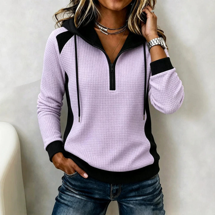 Women's Waffle-Knit Half-Zip Hoodie