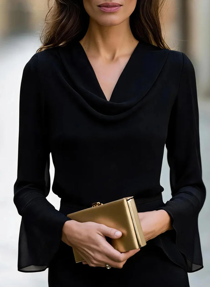 Draped V-neck blouse for women