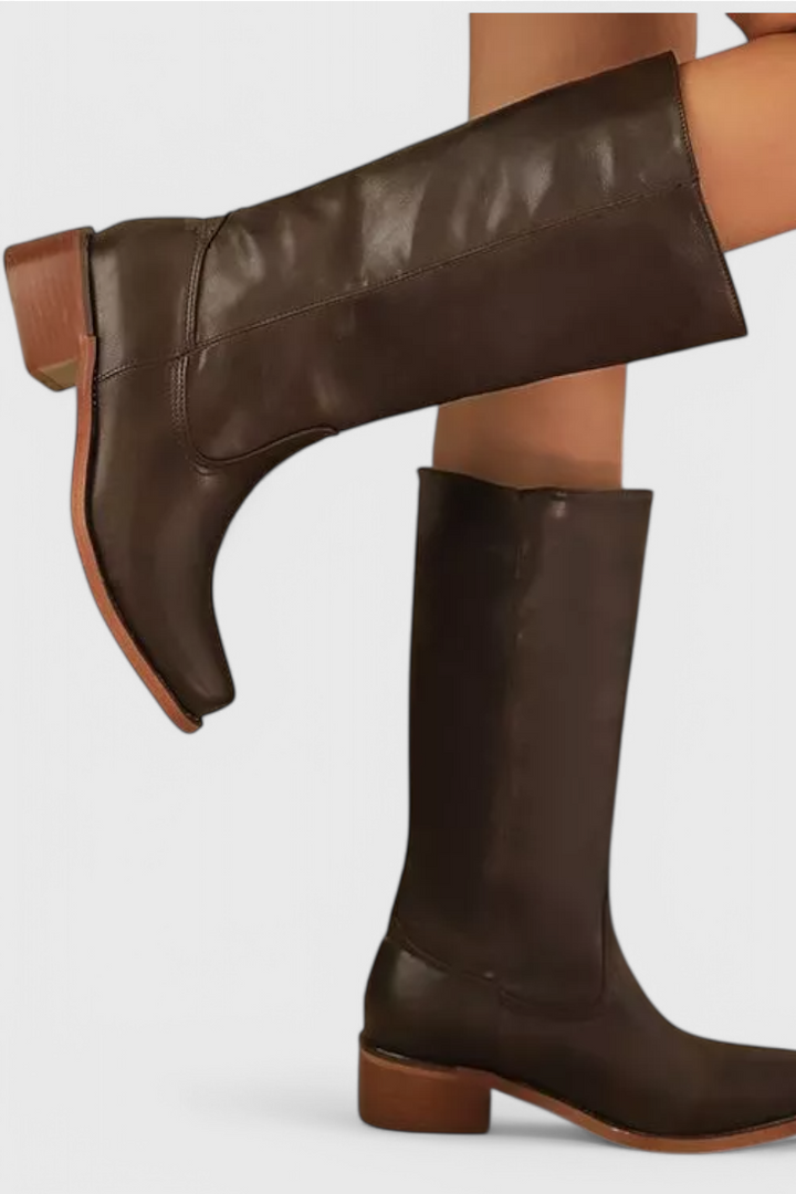 Mid Calf Støvler I Læder Dame