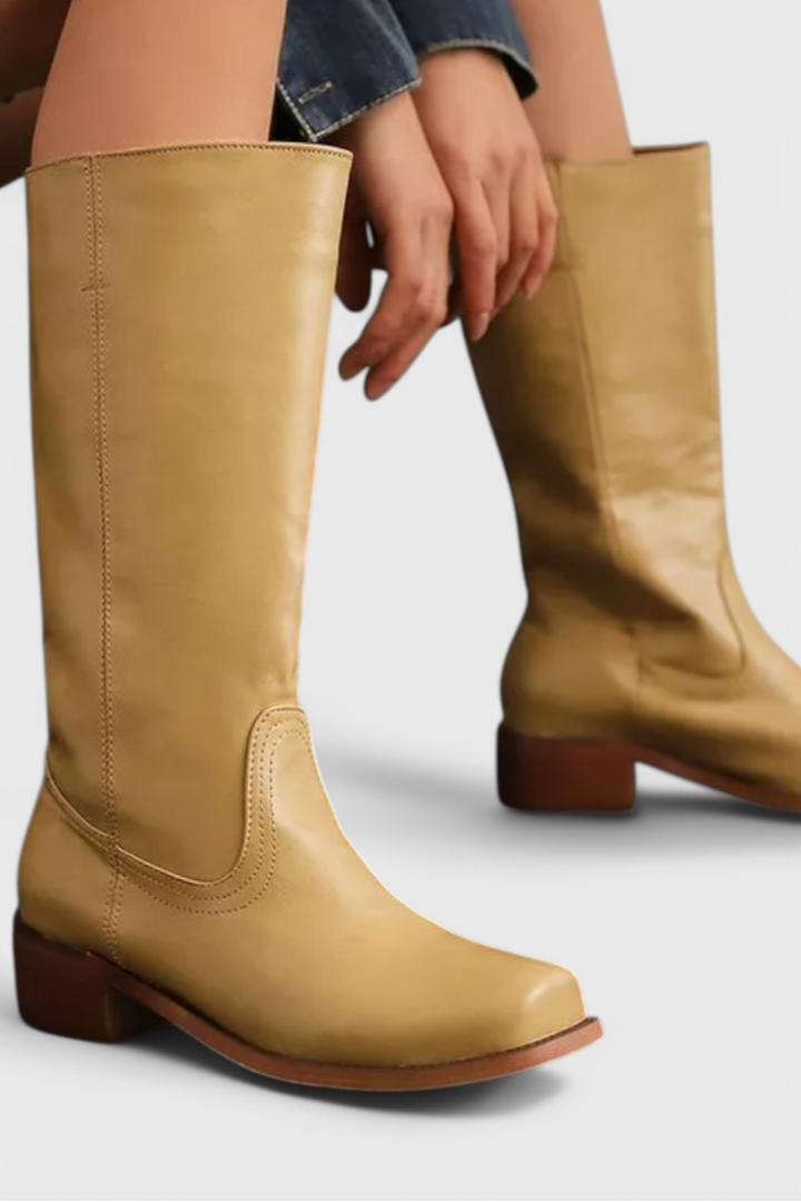 Mid Calf Støvler I Læder Dame