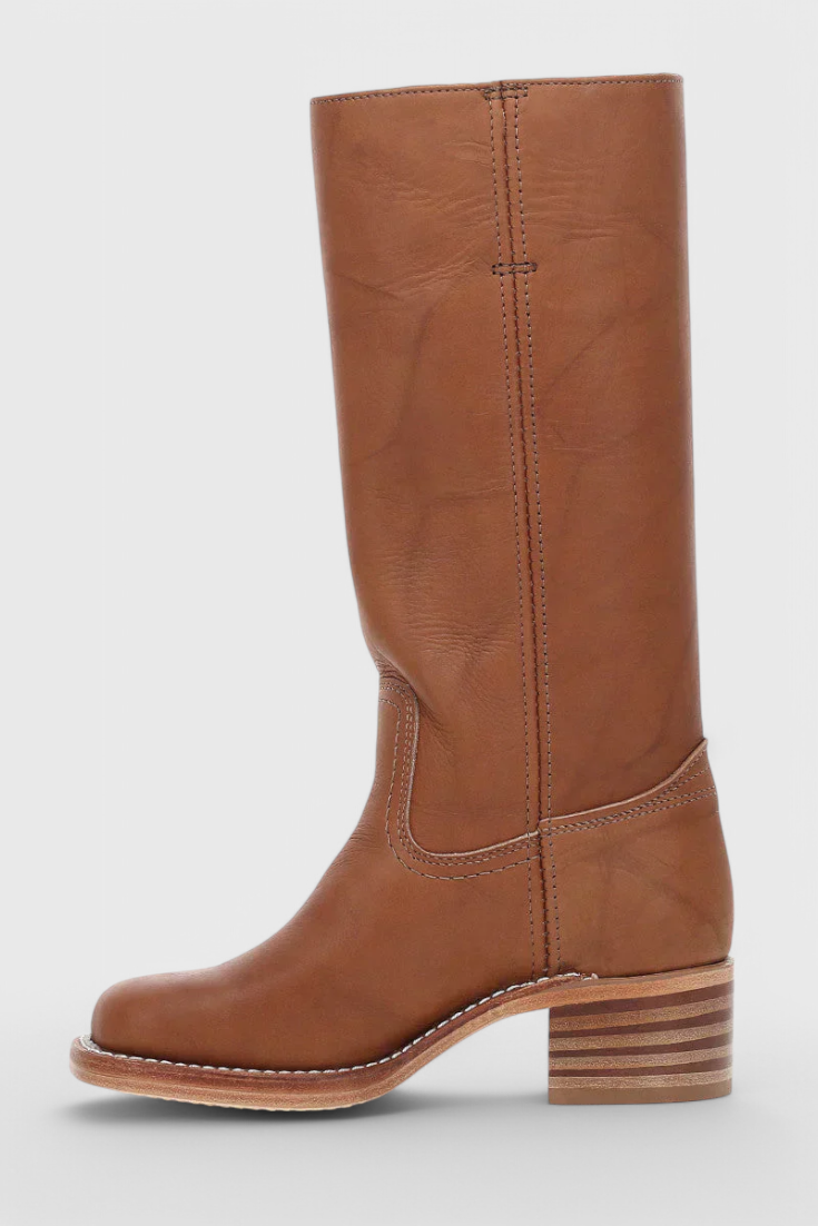 Mid Calf Støvler I Læder Dame