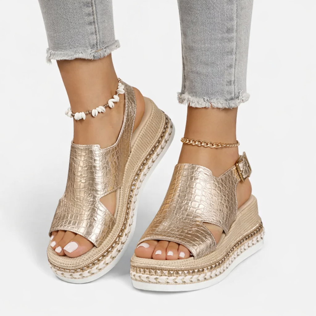Elegant Women's Wedge Sandals with Strap