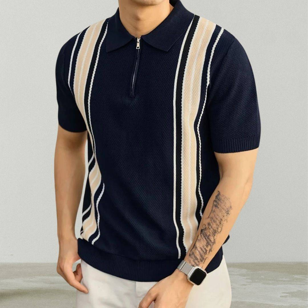 Men's zip-up polo shirt