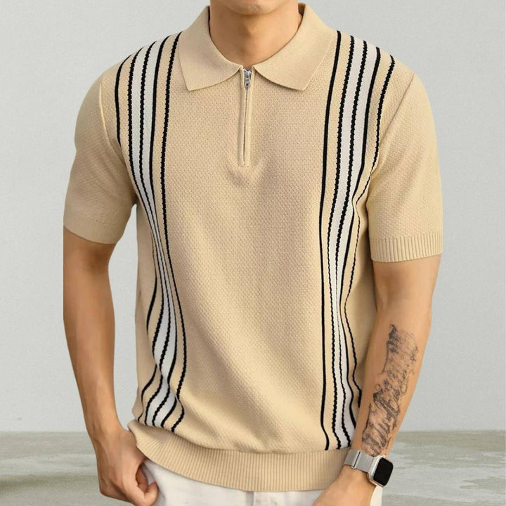 Men's zip-up polo shirt