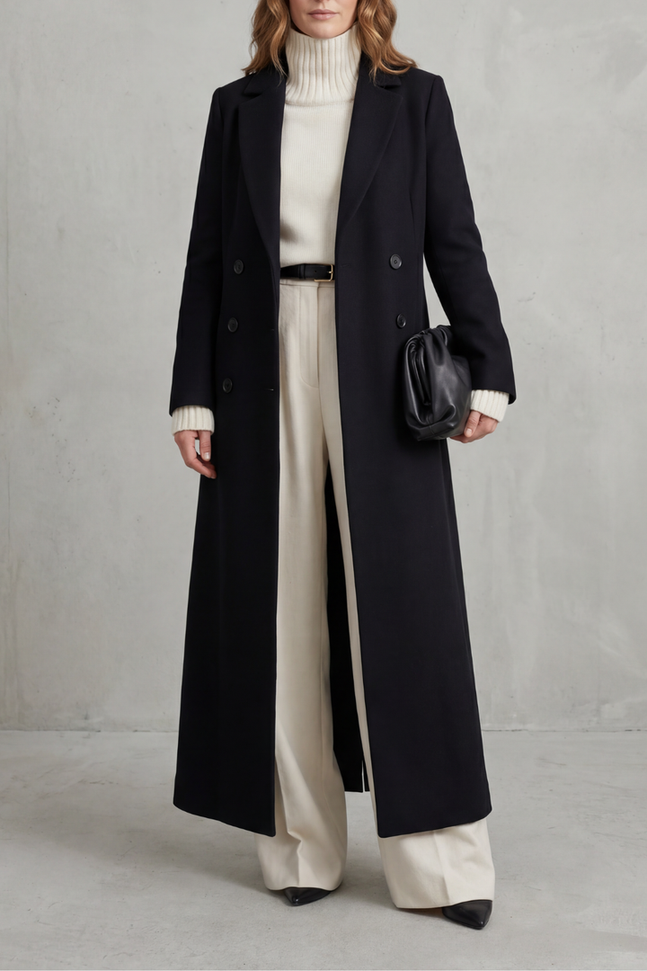 Tailored Long Wool Coat for Women