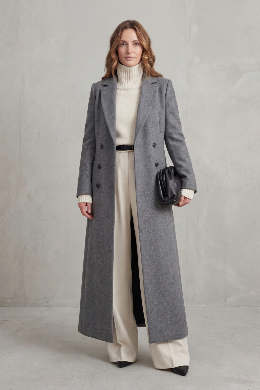 Tailored Long Wool Coat for Women