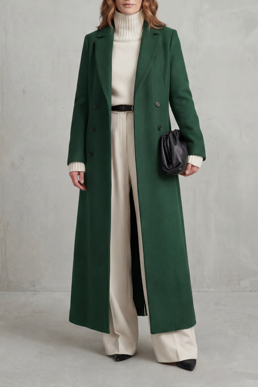 Tailored Long Wool Coat for Women