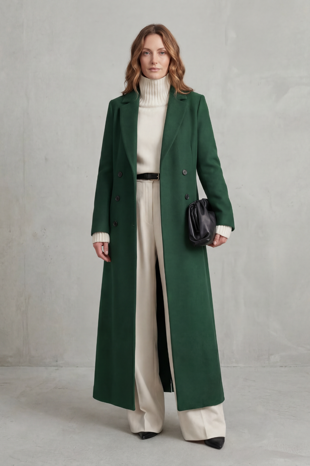 Tailored Long Wool Coat for Women