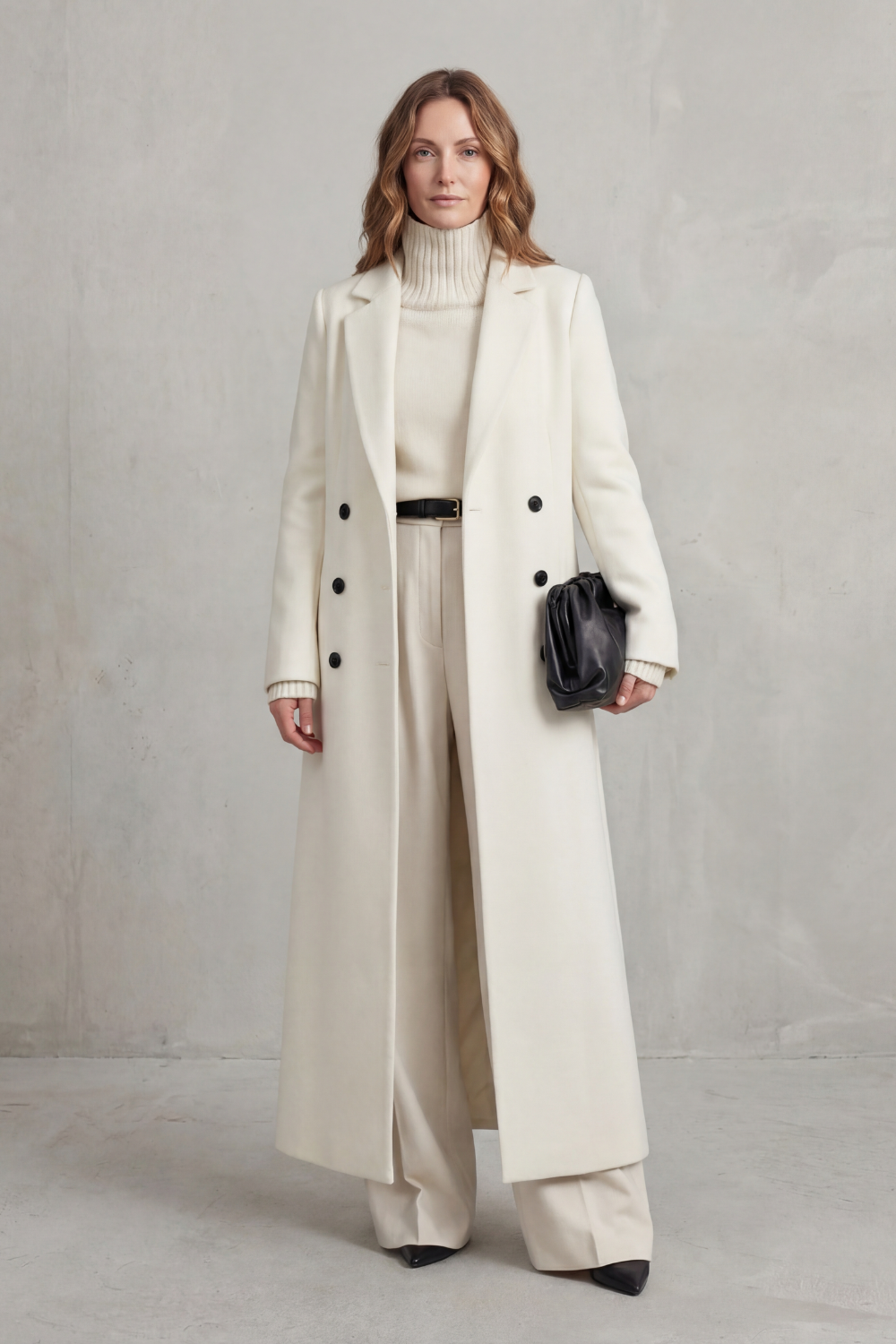 Tailored Long Wool Coat for Women