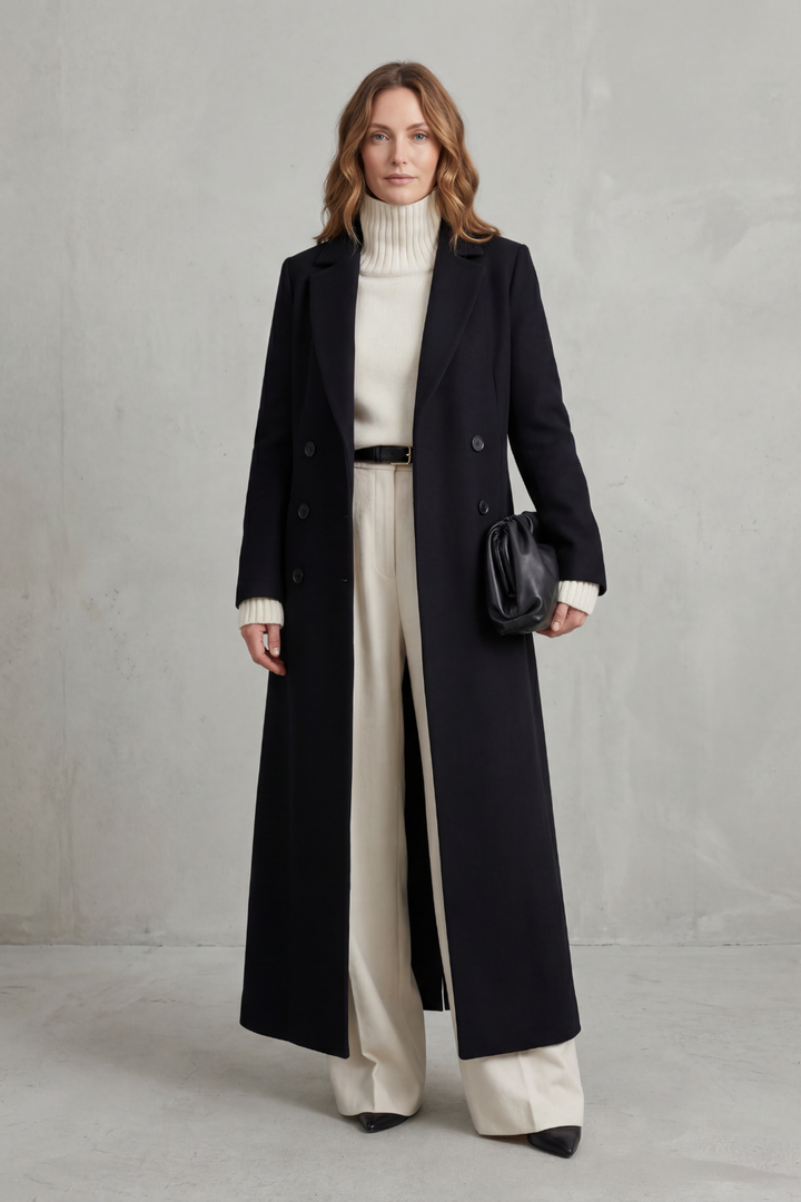 Tailored Long Wool Coat for Women