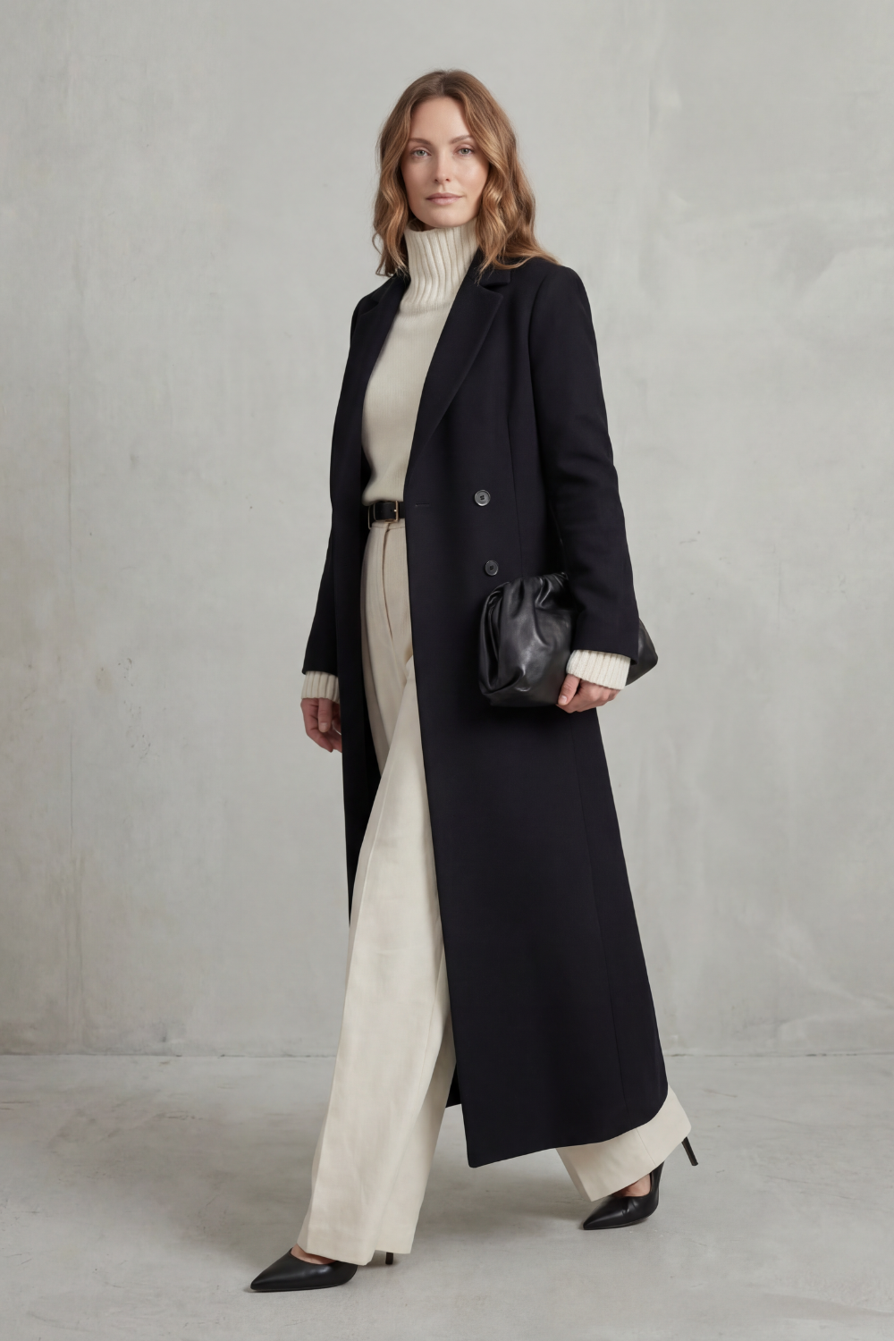 Tailored Long Wool Coat for Women