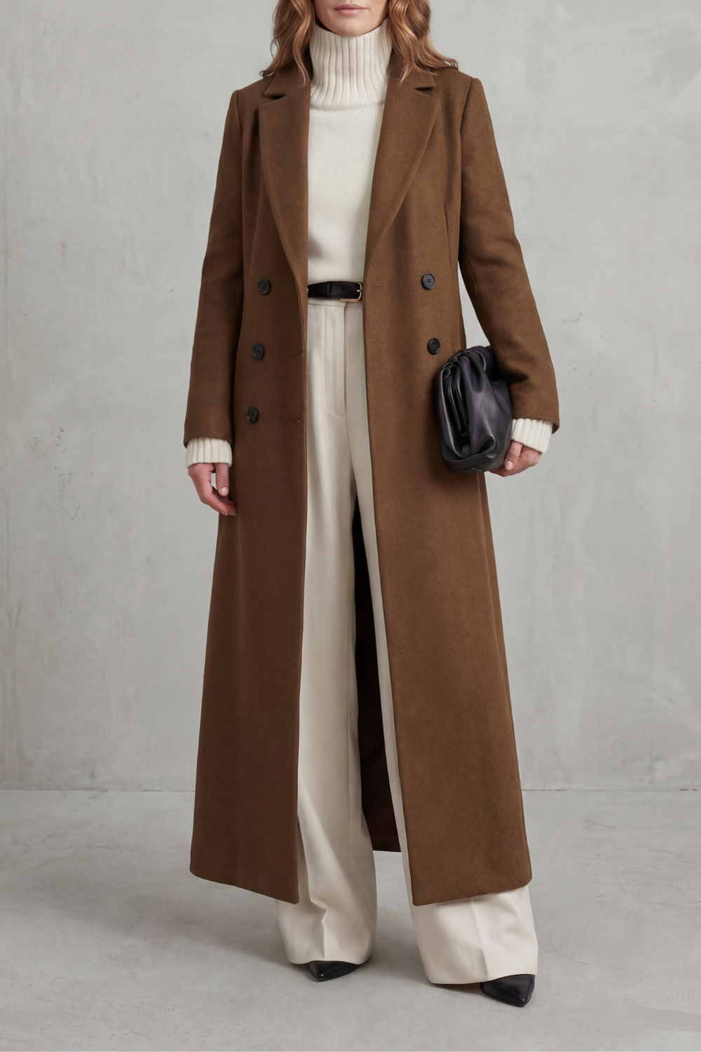 Tailored Long Wool Coat for Women