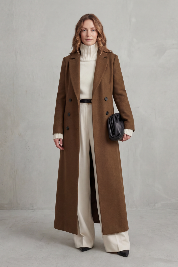 Tailored Long Wool Coat for Women