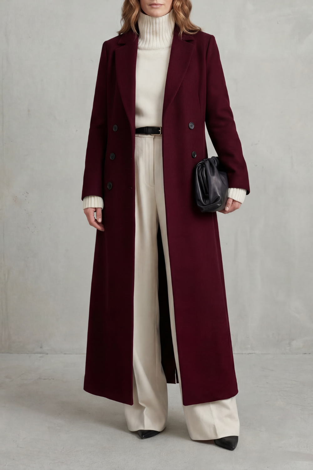 Tailored Long Wool Coat for Women
