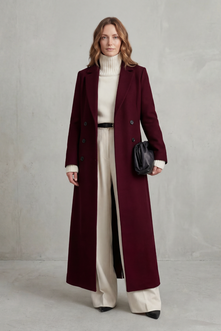 Tailored Long Wool Coat for Women