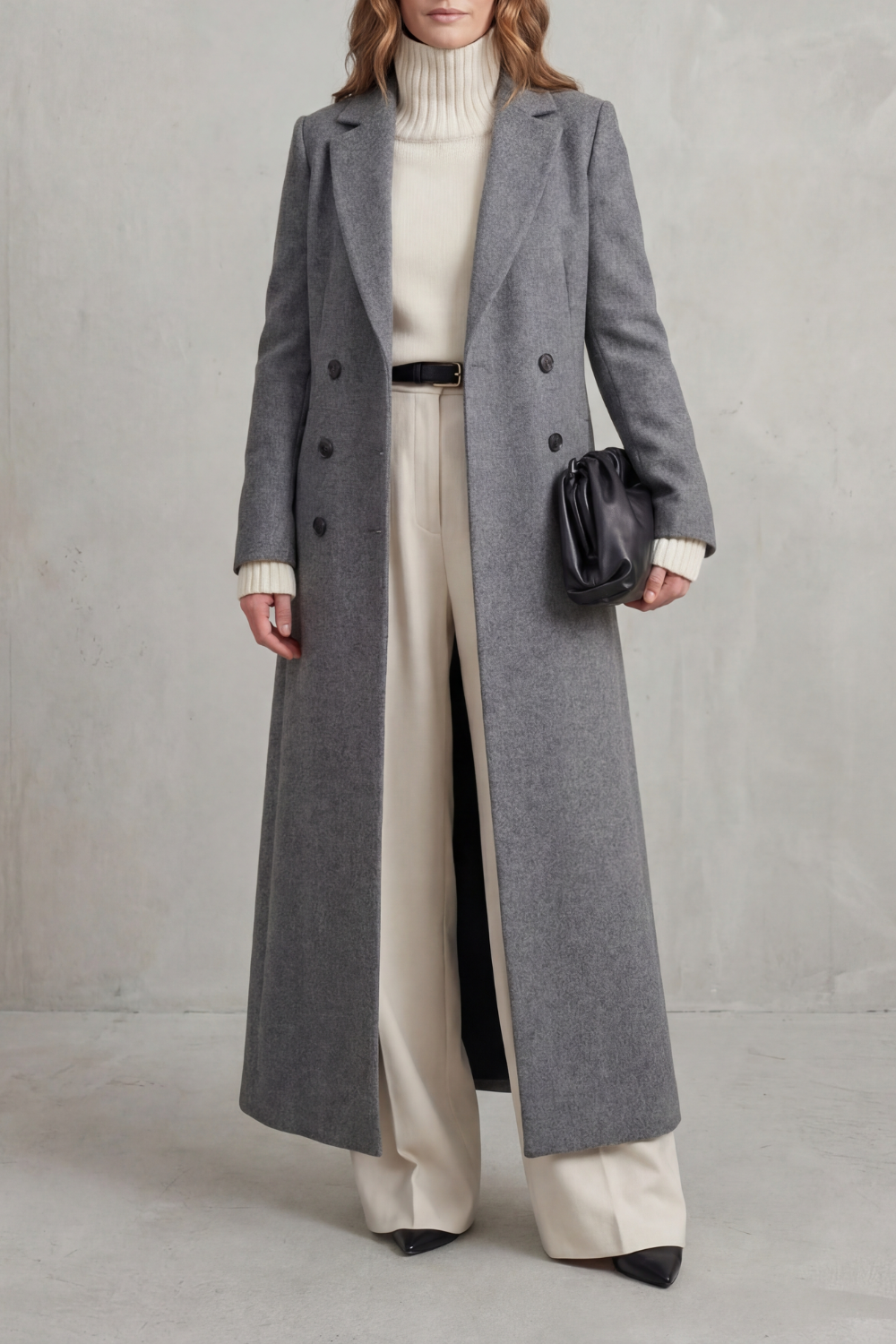 Tailored Long Wool Coat for Women