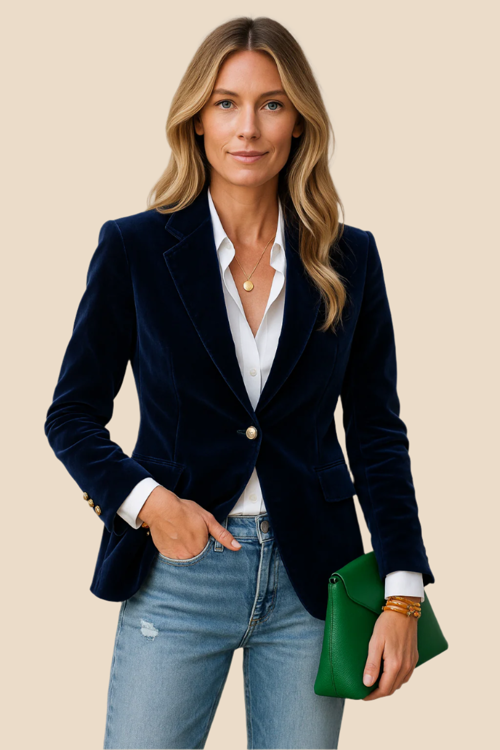 Classic Women's Blazer with Gold Buttons