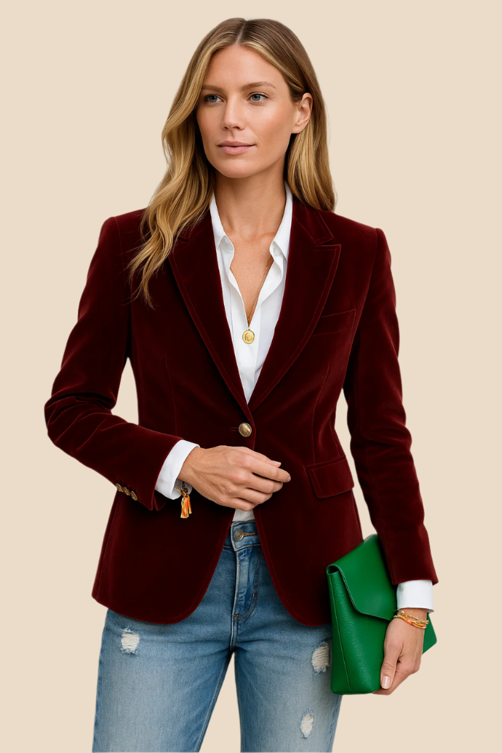 Classic Women's Blazer with Gold Buttons