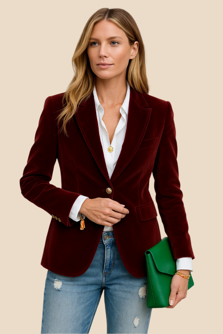 Classic Women's Blazer with Gold Buttons